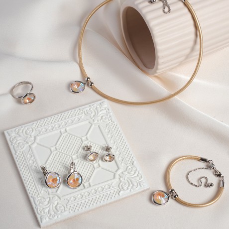 Колье Light Grey D. / Beige Leather Fiore Luna