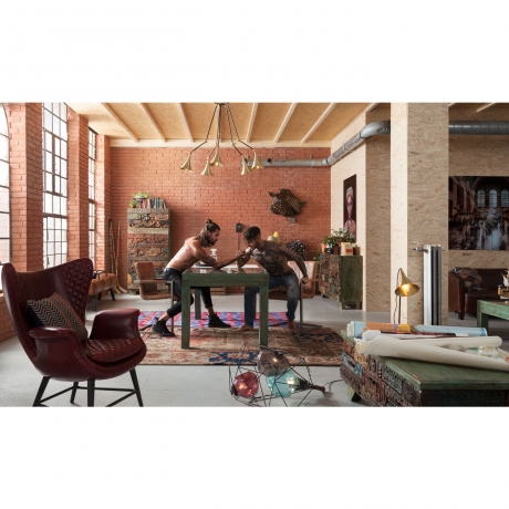 Стол Shanti Surprise, коллекция "Шанти", ручная работа 180*77*90, Манго, Стекло, Зеленый