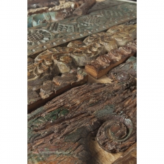 Стол Shanti Surprise, коллекция "Шанти", ручная работа 180*77*90, Манго, Стекло, Зеленый