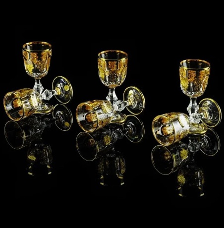 Рюмки GLORIA, набор 6 шт, хрусталь/декор, золото 24К