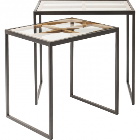 Столик приставной Beam, коллекция "Луч", количество предметов 2 60*60*40, Сталь, Ель, Стекло, Мультиколор