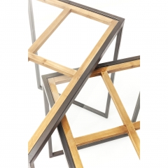 Столик приставной Beam, коллекция "Луч", количество предметов 2 60*60*40, Сталь, Ель, Стекло, Мультиколор