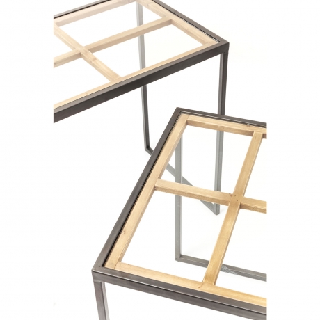 Столик приставной Beam, коллекция "Луч", количество предметов 2 60*60*40, Сталь, Ель, Стекло, Мультиколор