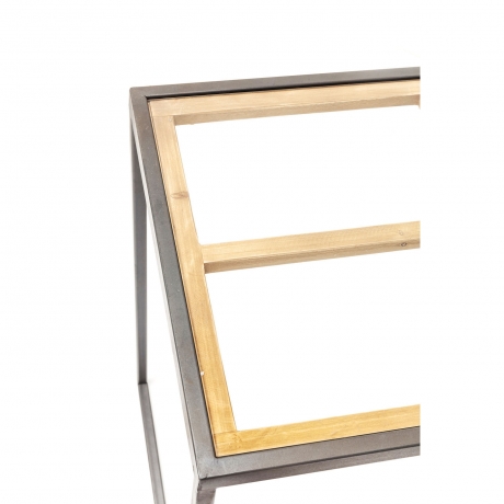 Столик приставной Beam, коллекция "Луч", количество предметов 2 60*60*40, Сталь, Ель, Стекло, Мультиколор