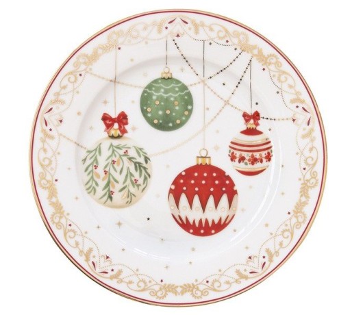 Тарелка закусочная, 19 см, фарфор P, белая, Новогодние шары, Christmas Eve, Easy Life