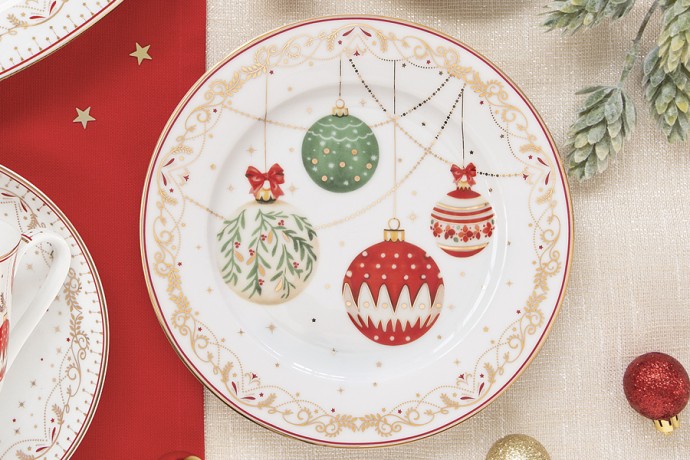 Тарелка закусочная, 19 см, фарфор P, белая, Новогодние шары, Christmas Eve, Easy Life