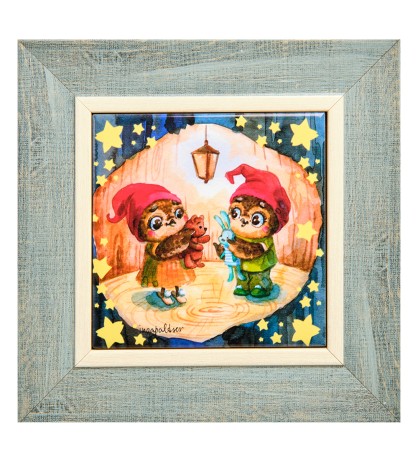 SZ-422 Панно керамическое "Сказочные гномики" 10х10