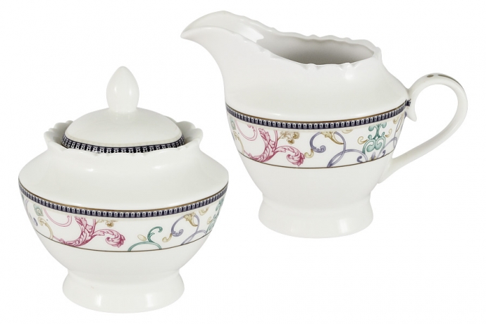 Сахарница с молочником Узор, фарфор Primavera