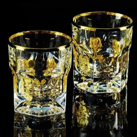 Стаканы 300 мл. GLORIA, набор 2 шт, хрусталь/декор, золото 24К