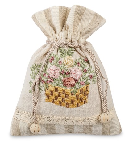 LK-21 Мешочек из льна "Садовые цветы"