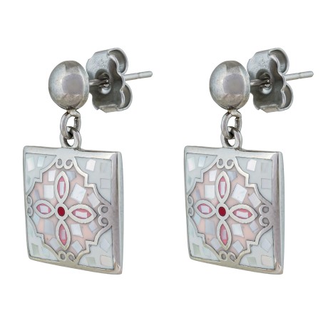 Серьги ENAMEL ROSE Fiore Luna