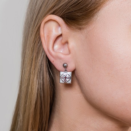 Серьги ENAMEL ROSE Fiore Luna