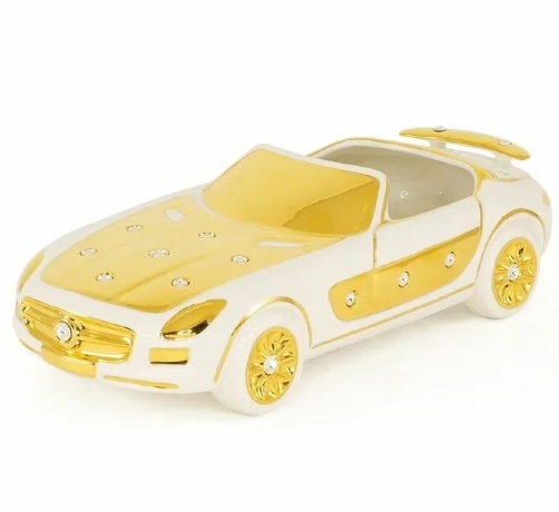 Сувенир машина, 31х13 см. EMOZIONI, керамика, белый, swarovski