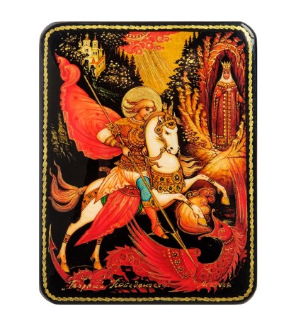 ШК-19/ 6 Шкатулка в технике декупаж "Георгий Победоносец" (10х8х3,5)