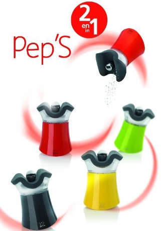 Мельница для перца и солонка 2-в-1 Pep's Peugeot, 8 см. серый, акрил