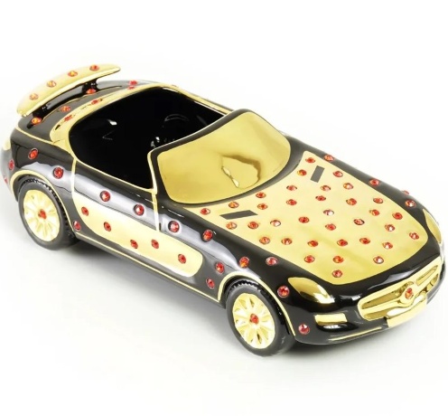 Сувенир машина, 31х13 см. EMOZIONI, керамика, черный, swarovski