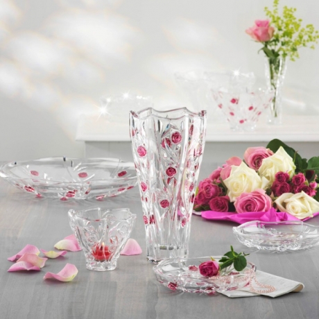 Набор из 2-х хрустальных ваз для цветов Красные розы, 20,5 см, Marc Aurel