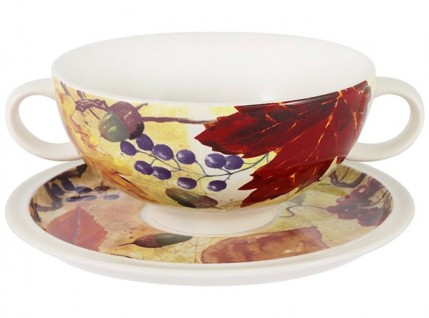Суповая чашка на блюдце Кленовый лист, 500 мл. IMARI