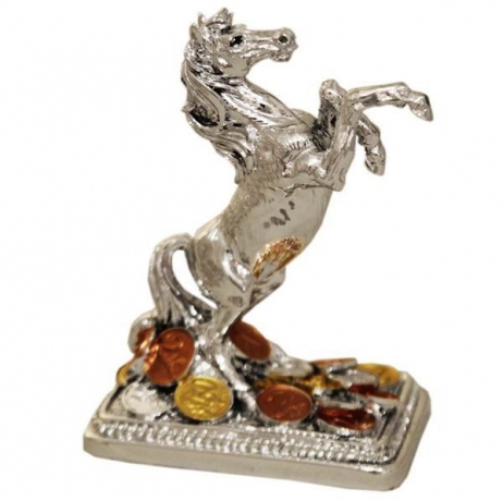 Статуэтка Лошадь с монетами (серебро), 12 см, gamma