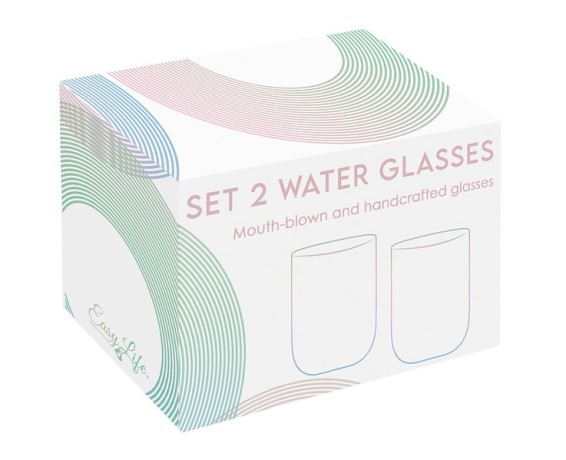 Набор стаканов для воды Rainbow, голубой, 0,39 л, 2 шт. Easy Life