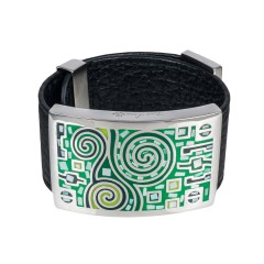 Браслет на кожаном черном ремешке