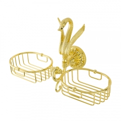 Решетка-корзинка двойная настенная Лебедь Luxor, золото