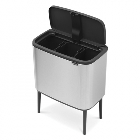 Мусорный бак Touch Bin Bo (3 х 11 л), Стальной матовый (Fingerprint Proof) Brabantia