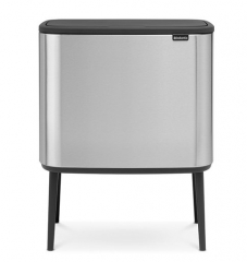 Мусорный бак Touch Bin Bo (3 х 11 л), Стальной матовый (Fingerprint Proof) Brabantia