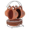 Набор: 4 чашки + 4 блюдца на металлической подставке Умбра, 0,2 л, Terracotta