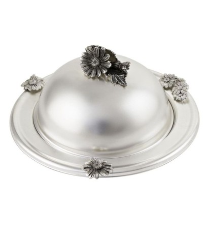 Масленка "Ромашки" медная посереб. с черн.