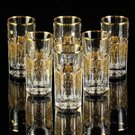 Стаканы 350 мл. GLORIA, набор 6 шт, хрусталь/декор, золото 24К