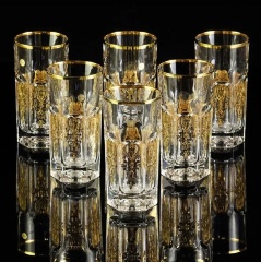 Стаканы 350 мл. GLORIA, набор 6 шт, хрусталь/декор, золото 24К