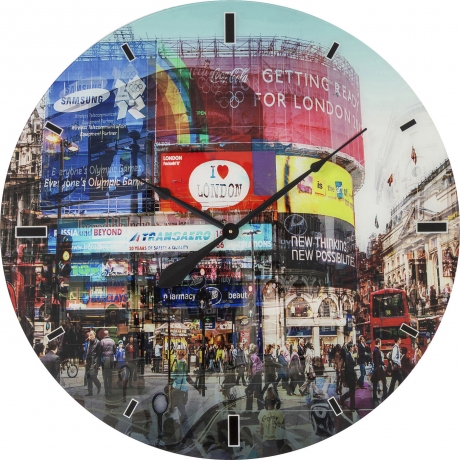 Часы настенные Piccadilly Circus, коллекция "Площадь Пикадилли", Полипропилен, Стекло, Мультиколор