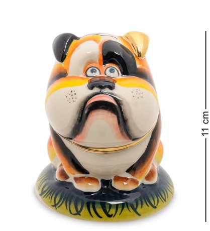 ГЛ- 448 Копилка "Собака Тузик" золото (Гжельский фарфор)