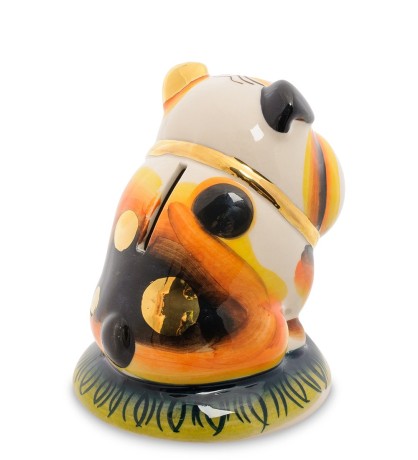 ГЛ- 448 Копилка "Собака Тузик" золото (Гжельский фарфор)