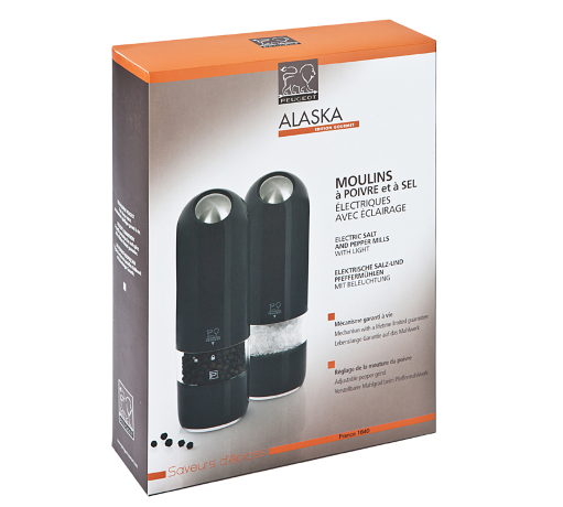 Набор мельниц для соли и перца, 17 см. черный кварц Alaska Duo Peugeot