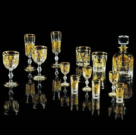 Стопки GLORIA, набор 6 шт, хрусталь/декор, золото 24К