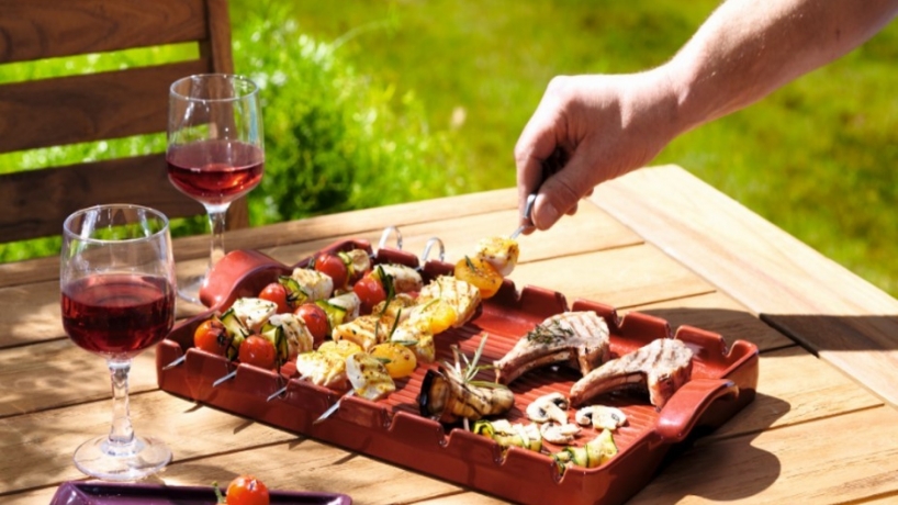 Барбекю гриль, 42х25 см. цвет гранат, Emile Henry