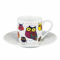 Кофейная пара эспрессо, 85 мл. "Разноцветные животные - совы" Koenitz