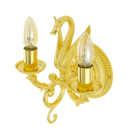 Светильник настенный двойной Лебедь Luxor, (большая розетка), золото