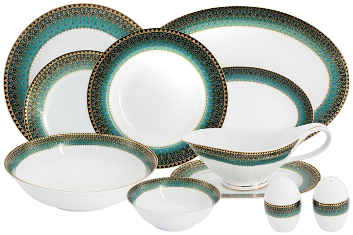 Обеденный сервиз Бухара зелёный, 12 персон, 50 предметов, Midori