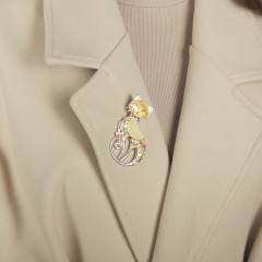 Брошь Кошка с рыбкой XZ0864.22 BL/S Shadore