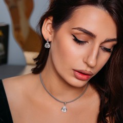 Серьги Crystal A2110SW-E04.1 BW/S Fiore Luna