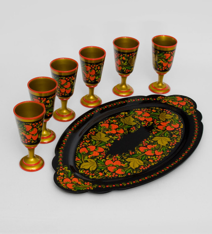 ХЛ-066/1 Набор д/шампанского "Встреча" (Хохлома)