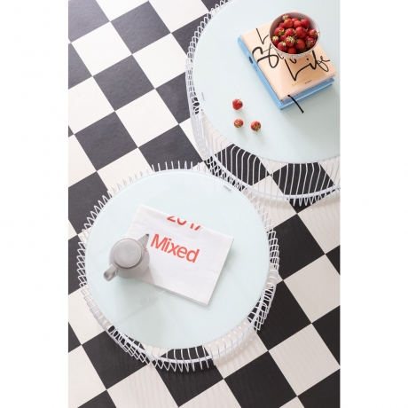 Столик кофейный Wire, коллекция "Провода", количество предметов 2 70*34*70, Сталь, Стекло, Белый