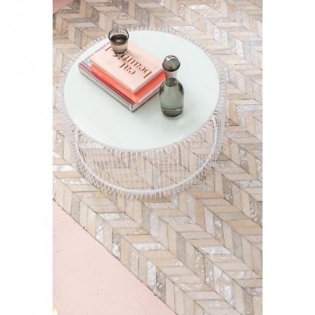 Столик кофейный Wire, коллекция "Провода", количество предметов 2 70*34*70, Сталь, Стекло, Белый