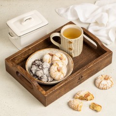 Поднос дубовый с ручками, 32х23х6 см. Uneca