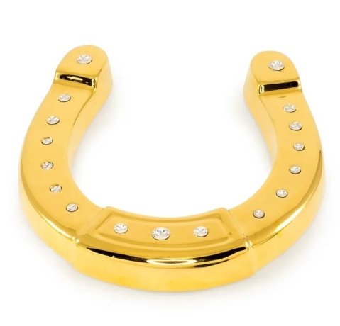 Сувенир подкова, 20х23 см. EMOZIONI, керамика, золотой, swarovski