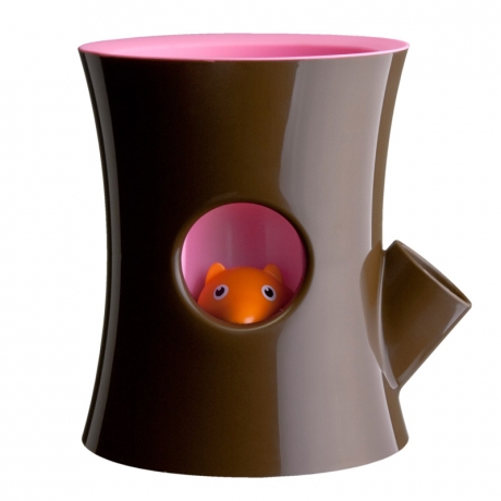 Горшок самополивающийся Log&Squirrel коричневый/розовый