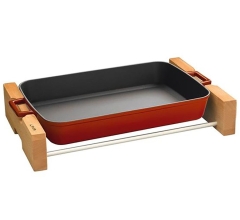 Прямоугольное блюдо, 26х40 см. для сервировки красного цвета Lava